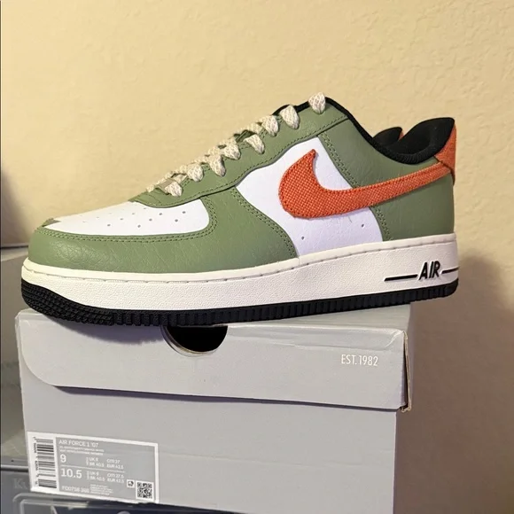 Nike Air Force 1 Low Olive Green Orange White (Reasonable Offers Accepted) - Picture 4 of 7